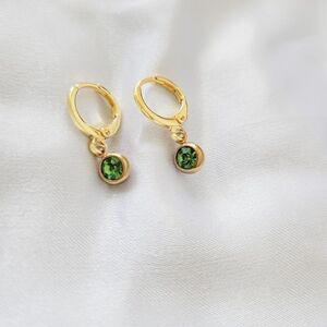 5 for $25 Tiny Crystal Charm Earrings Gold Huggie Hoops Rhinestone Diamond …